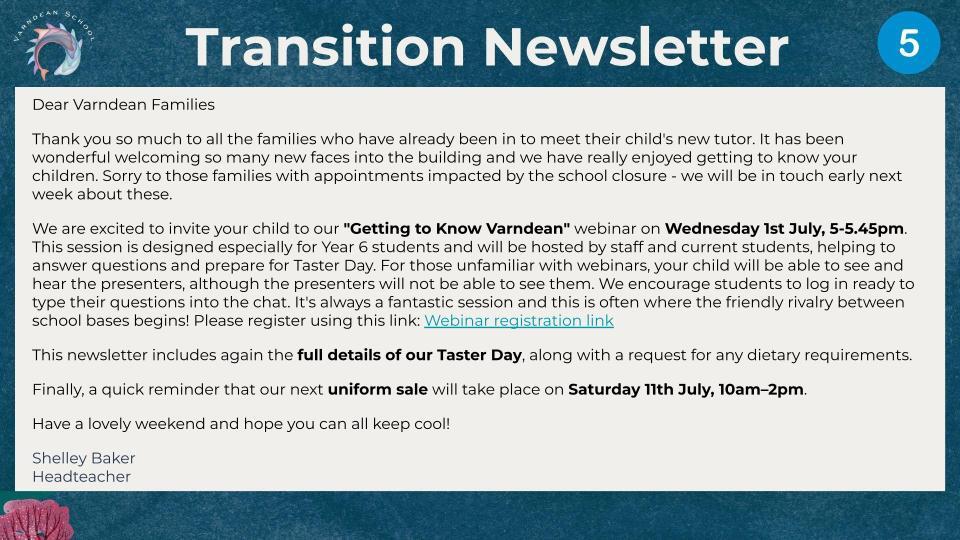 Varndean Transition Newsletter 5 (1)