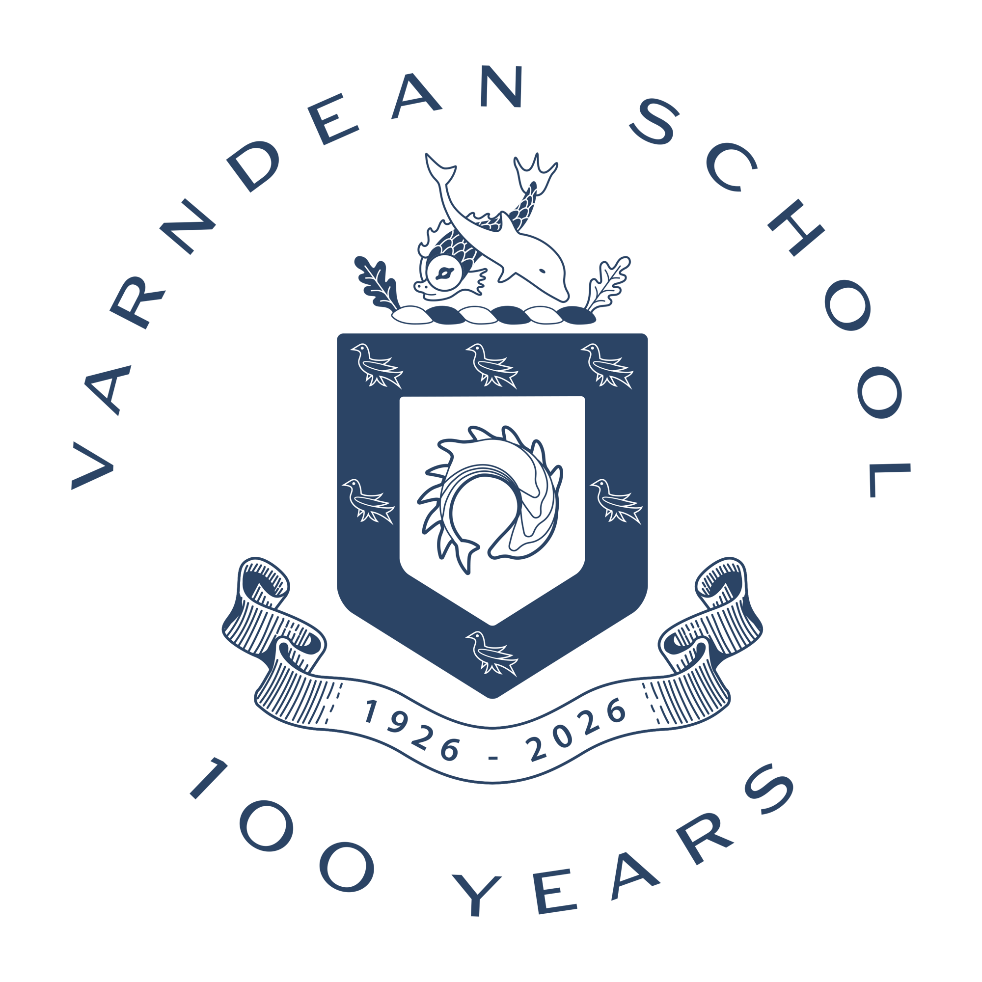 Varndean 100 logo Blue